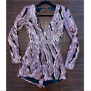 Love & Lemonade | Pink Sequin Open-Back Playsuit / Romper